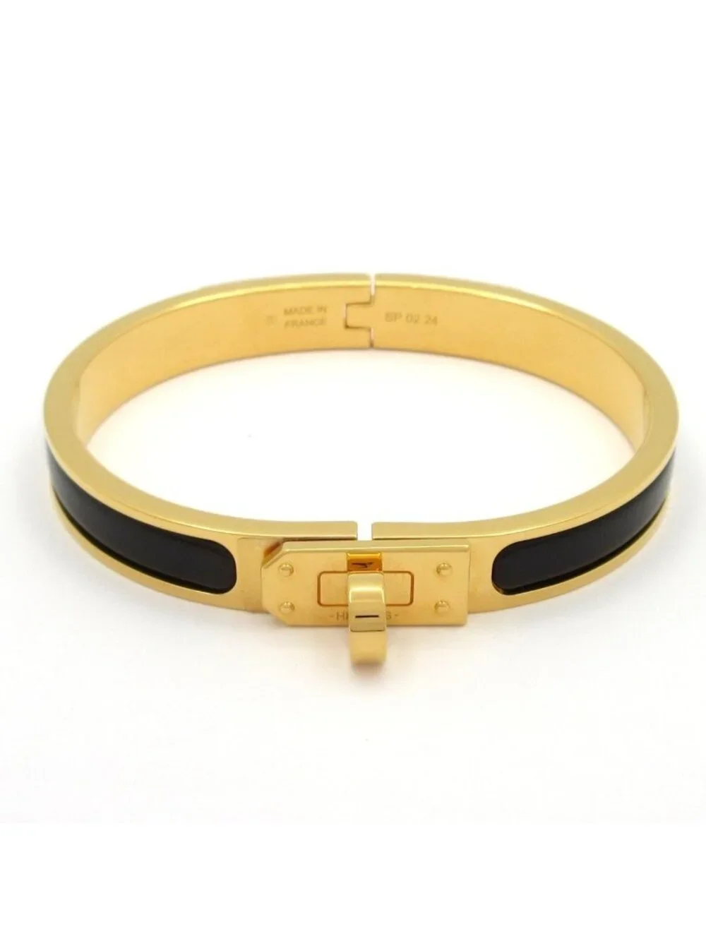 Hermes Bangle Mini Click Kelly Gold Black Bracelet